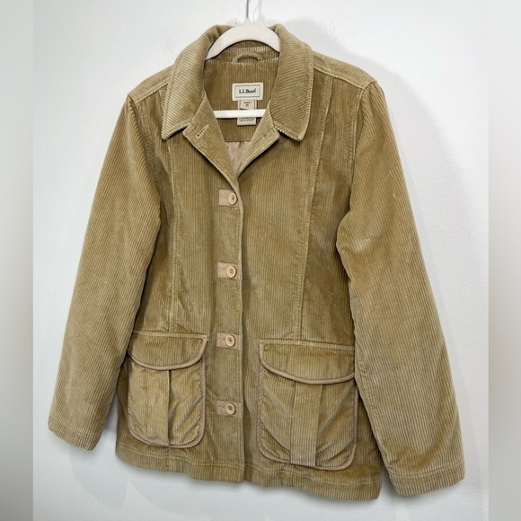 Vintage LL Bean Corduroy Chore Coat Jacket Womens Size M‎ Barn Thinsulate Tan - Picture 2 of 10
